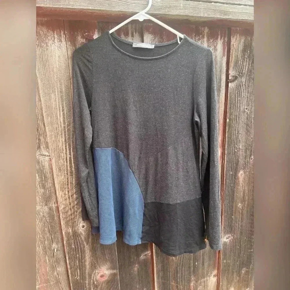 Alembika Delta Asymmetric Color Block Lagenlook Blouse - Picture 4 of 5